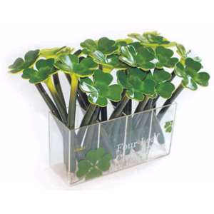 4 Leaf Clover Ballpoint Pen Display (includes acrylic display holder) Black Ink, 24 pens/display